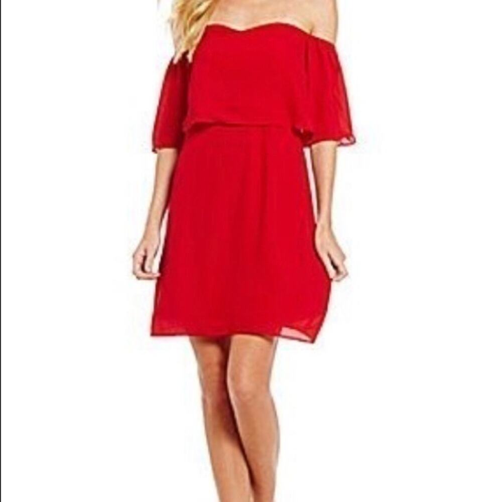 NWT Chelsea & Violet red off shoulder MINI dress SZ M